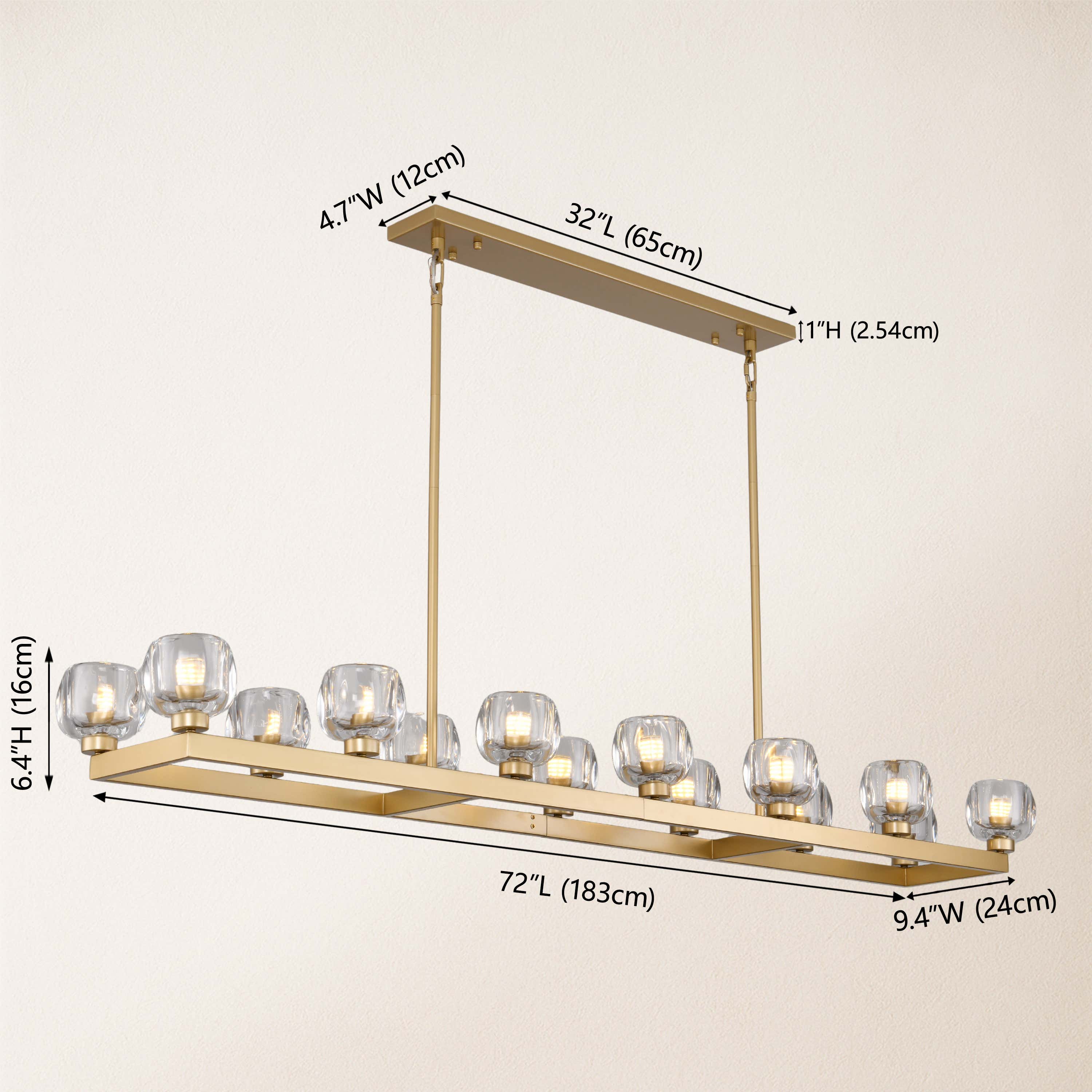 Vellum Rectangular Chandelier 72"W