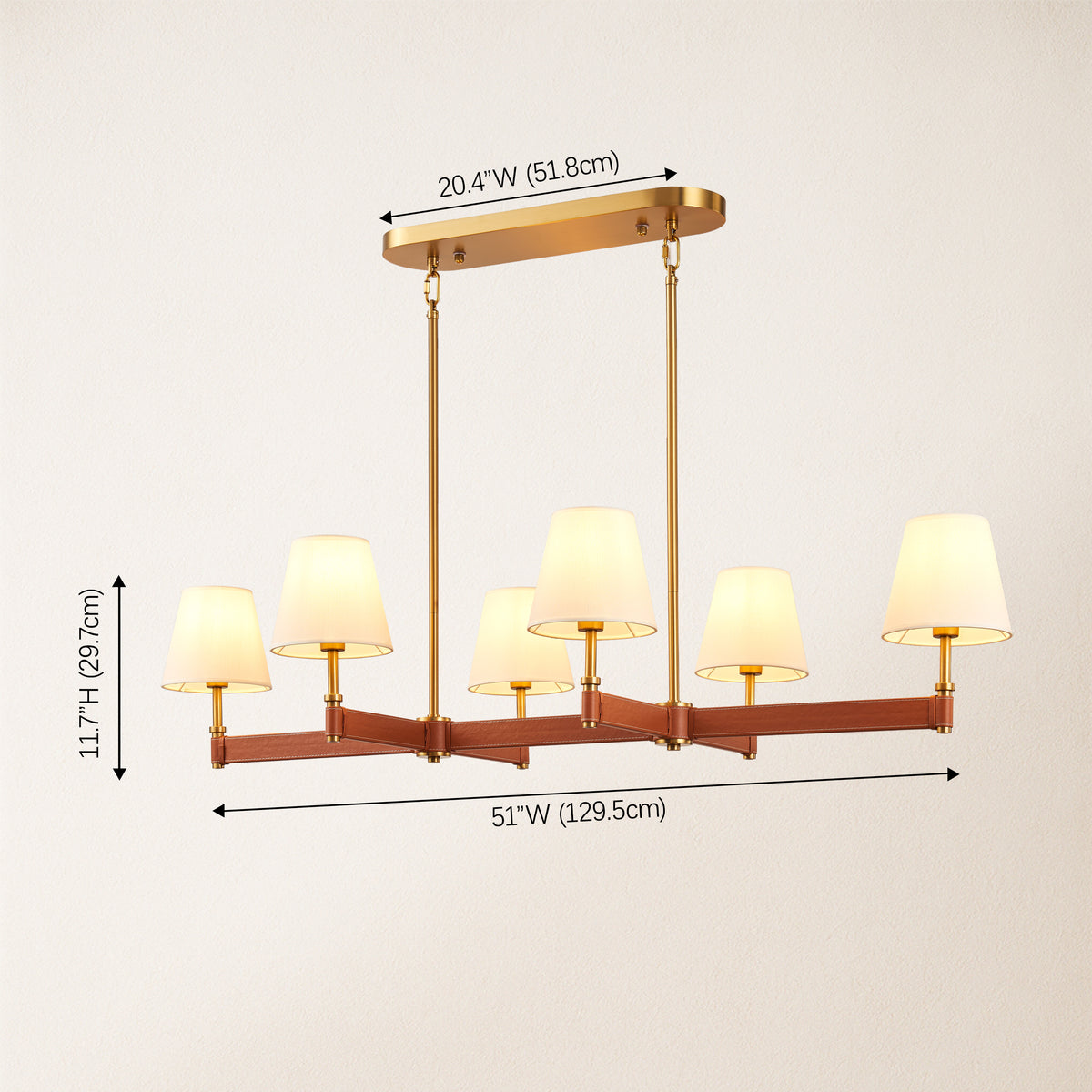 Corvella Leather Linear Chandelier 51"W