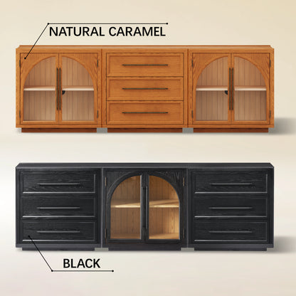 Alvar Arched 94.5″ Oak Modular Media Console(Set of 3)