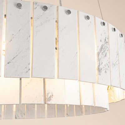 Pietra White Marble Tiered Drum Chandelier 24" 31"D
