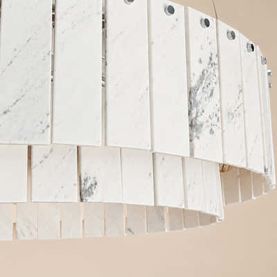 Pietra White Marble Tiered Drum Chandelier 24" 31"D