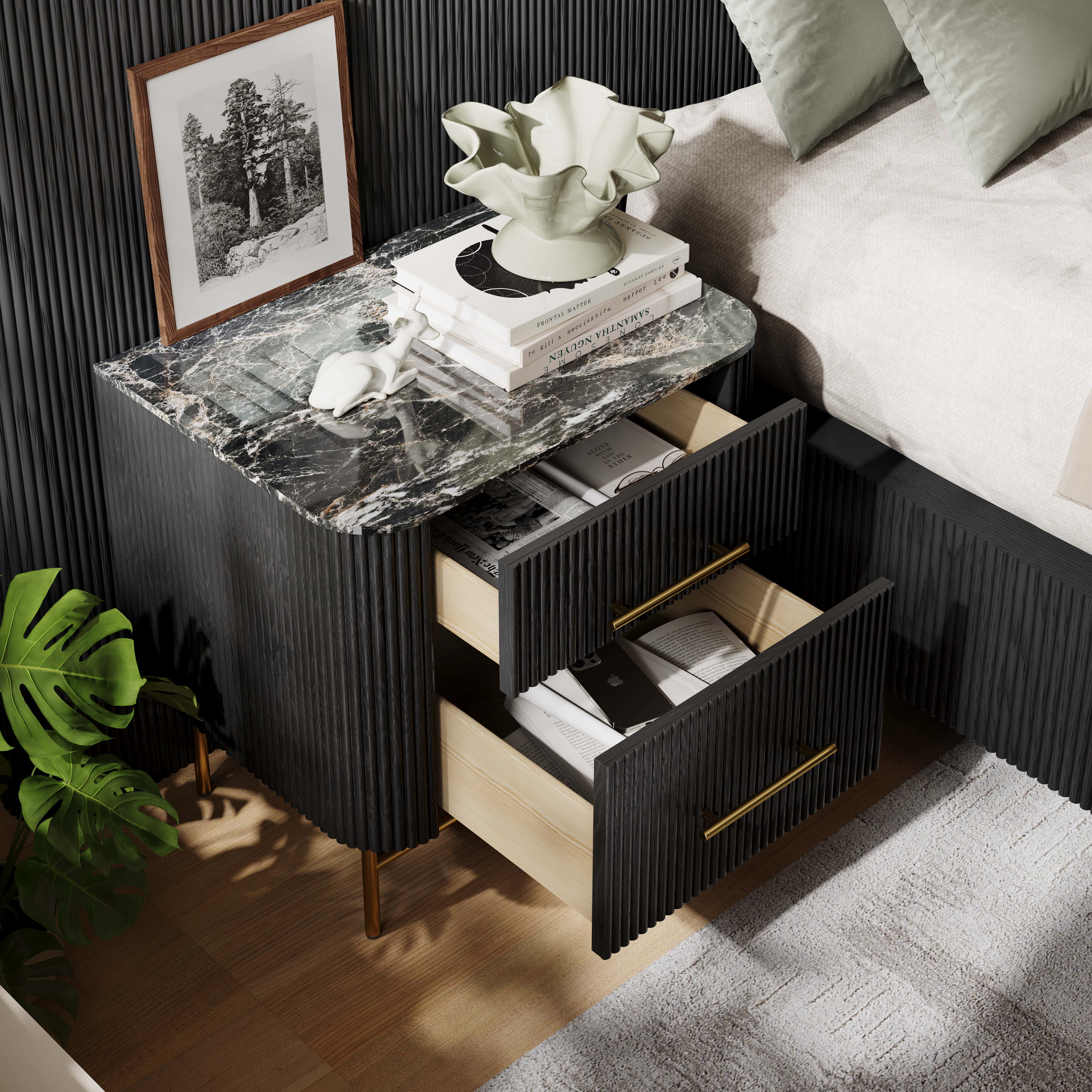 Ewan Sintered Stone Nightstand 26"W
