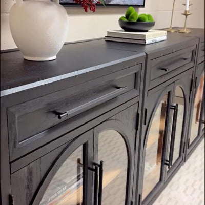 Alvar Arched 91" Oak Sideboard with Drawers(Set of 3)
