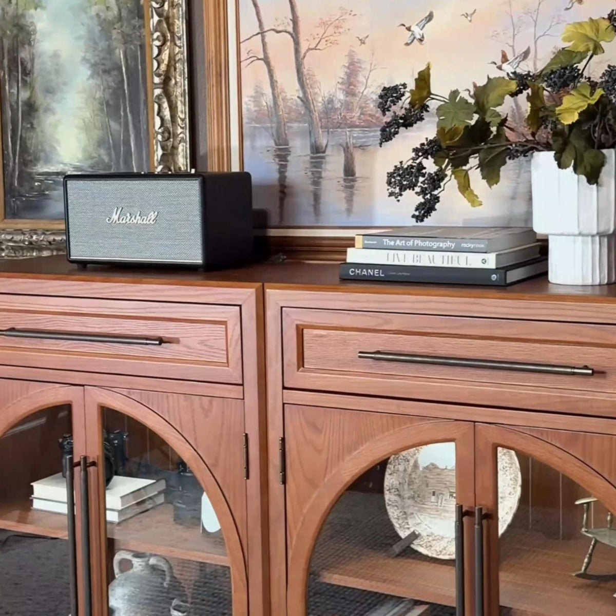 Alvar Arched 91" Oak Sideboard with Drawers(Set of 3)