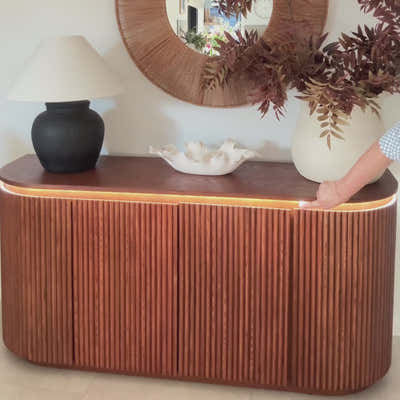 Ewan 63" Oak Slatted Sideboard Buffet Cabinet
