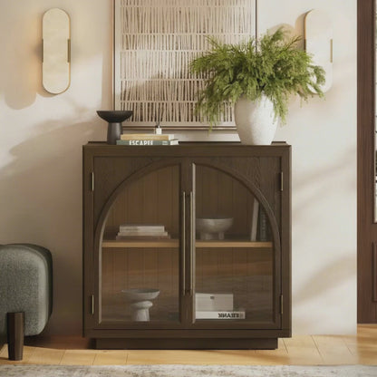 Alvar Arched 63″ Oak Media Console(Set of 2)