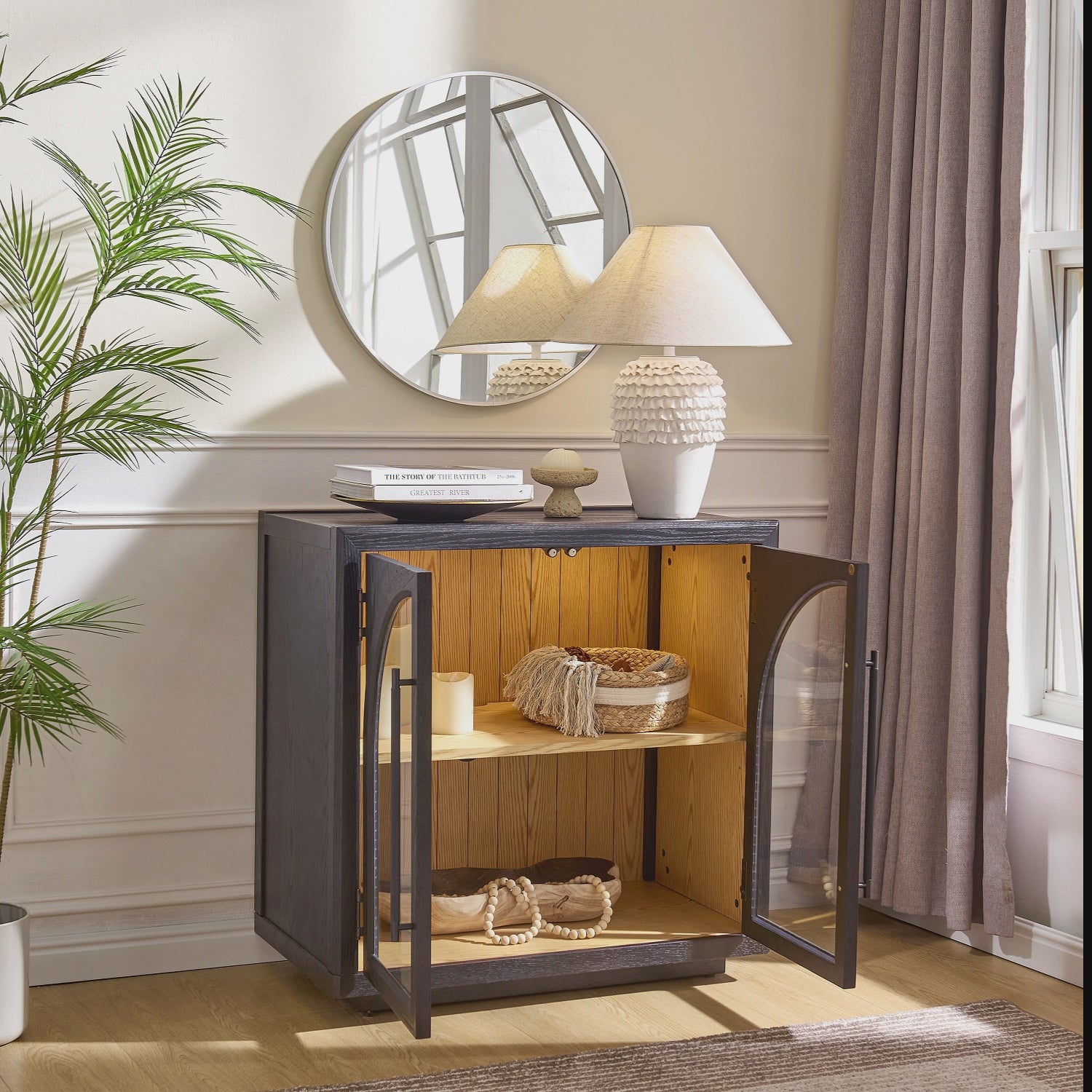 Alvar Arched 63″ Oak Media Console(Set of 2)