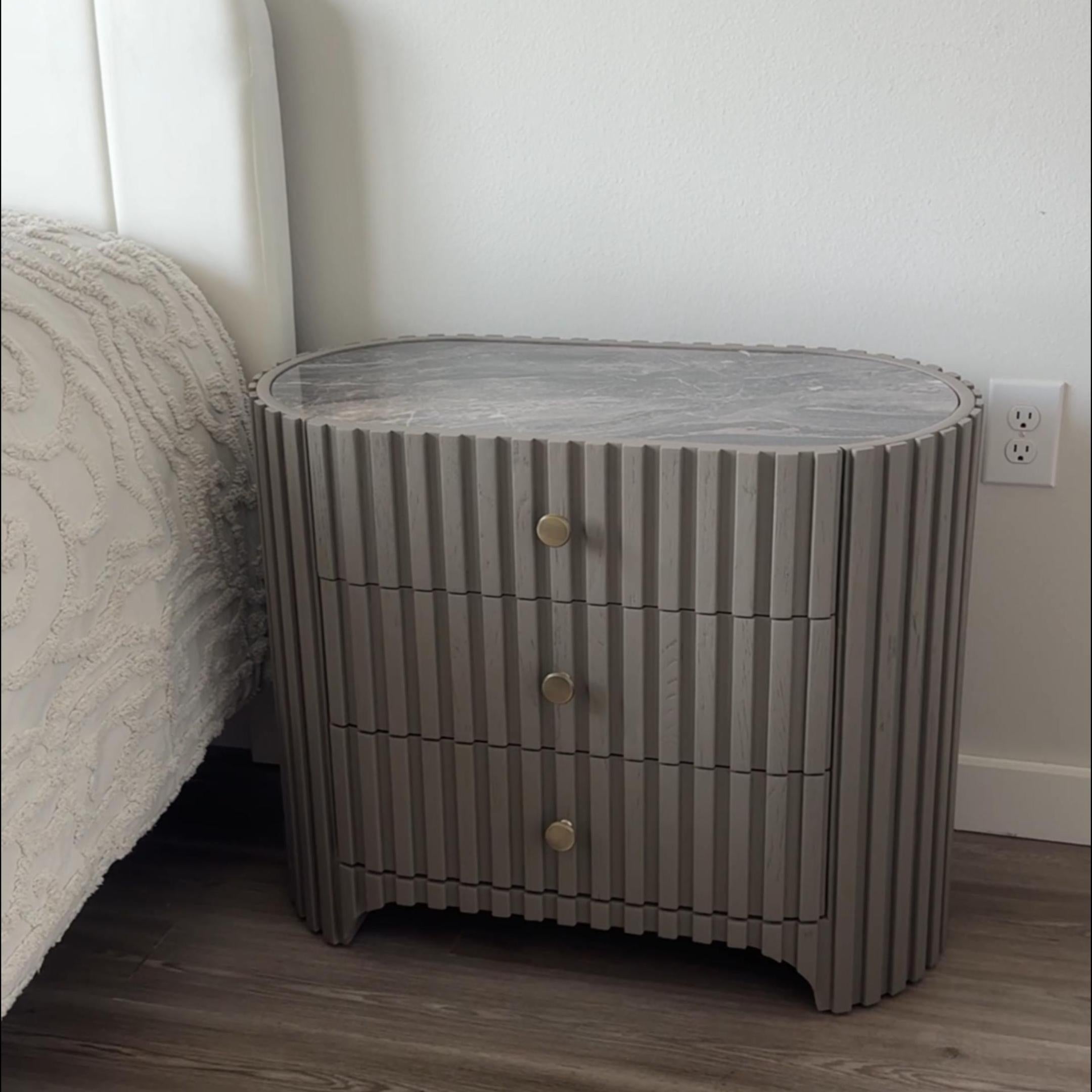 Sinclair Fluted Stone Nightstand 30"W