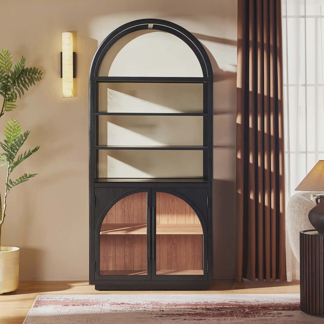 Alvar Arched Bookcase with Cabinet 79"H