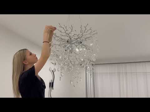 Frostleaf Crystal Cascade Branch Round Chandelier 30"