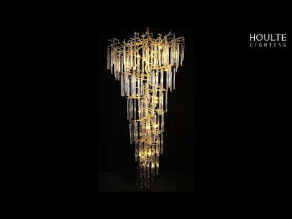 Ice Strip Modern Crystal Tree Branch Staircase Chandelier 95"