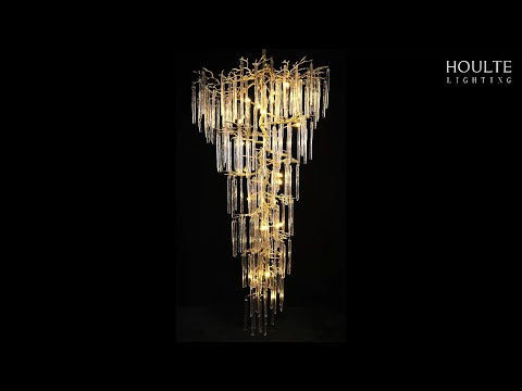 Ice Strip Modern Crystal Tree Branch Staircase Chandelier 95"
