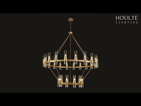 Cylora Glass Tube 2-Tier Round Chandelier 60"