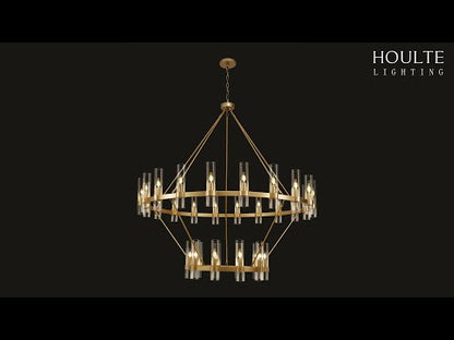 Cylora Glass Tube 2-Tier Round Chandelier 60"