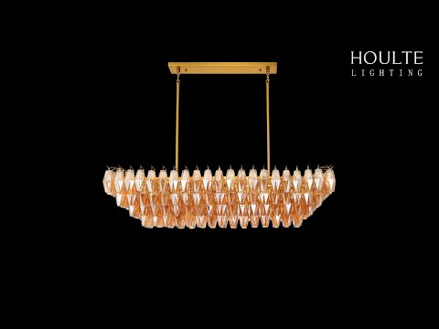 Celestial Drop Muti-Tier Rectangle Crystal Glass Chandelier 54"W