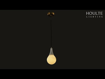 Ares Alabaster Modern Water-Drop Pendant 6"D