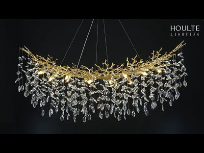 Frostleaf Crystal Cascade Tree Branch Linear Chandelier 72"
