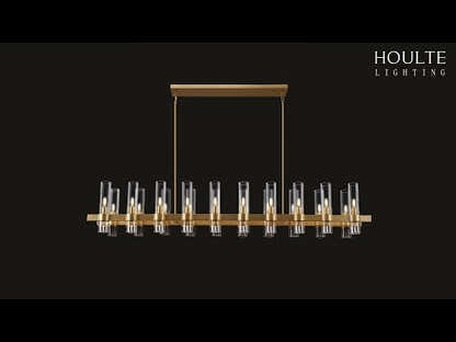 Cylora Glass Tube Rectangular Chandelier 54"W