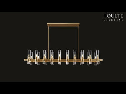 Cylora Glass Tube Rectangular Chandelier 54"