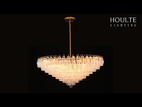 Celestial Drop Round Crystal Glass Chandelier 48"D