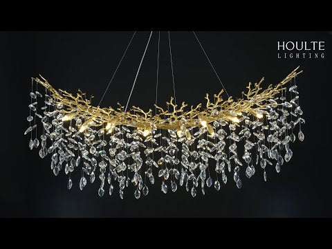 Frostleaf Crystal Cascade Tree Branch Linear Chandelier 55"