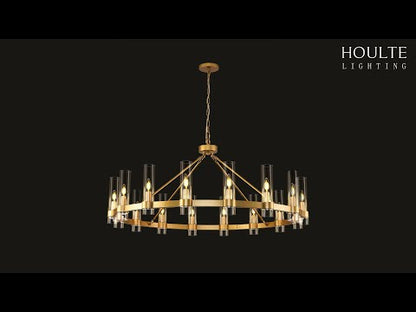 Cylora Glass Tube Round Chain Chandelier 70"