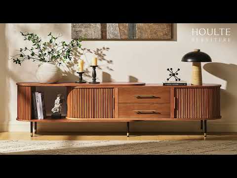Ewan Oak Extendable Media Console 78.74" to 110.24"