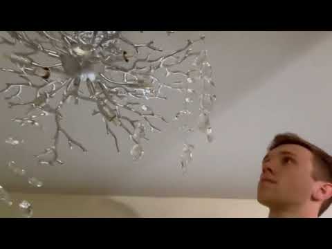 Frostleaf Crystal Cascade Branch Round Chandelier 30"