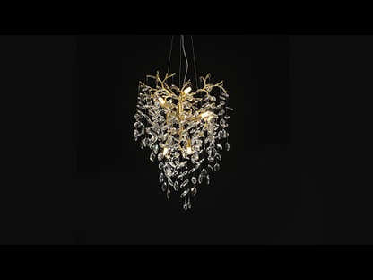 Frostleaf Crystal Grand Cascade Branches Chandelier 21"D