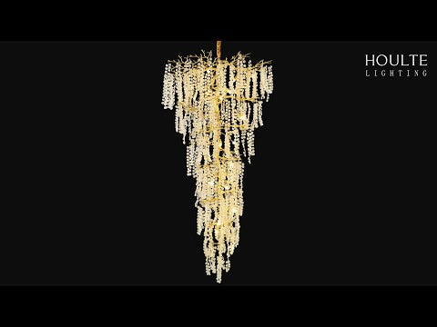 Load video: Shiro Noda Crystal Tree Branch Round Chandelier 95&quot;