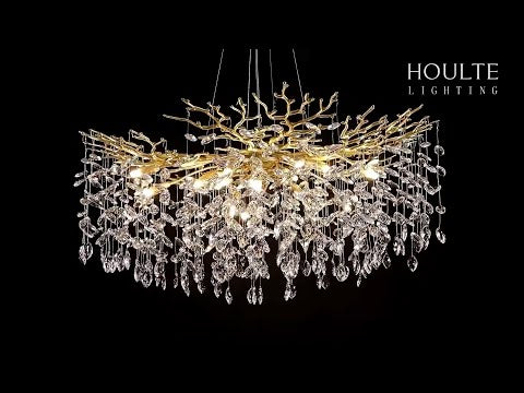 Frostleaf Crystal Cascade Branch Round Chandelier 40"