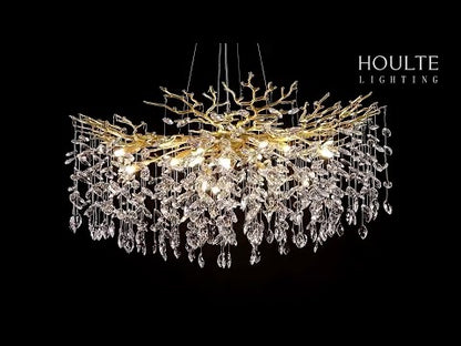 Frostleaf Crystal Cascade Branch Round Chandelier 40"