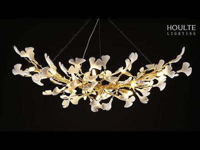 Twilight Branches Ceramic Glow Rectangular Chandelier 55"