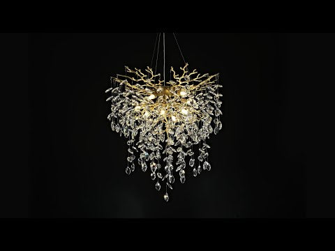 Frostleaf Crystal Grand Cascade Branches Chandelier 24"D