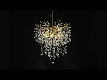 Frostleaf Crystal Grand Cascade Branches Chandelier 24"D
