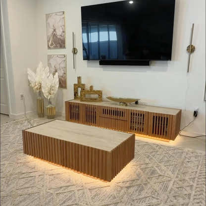 Isla Oak Sintered Stone Rectangle Coffee Table 47"