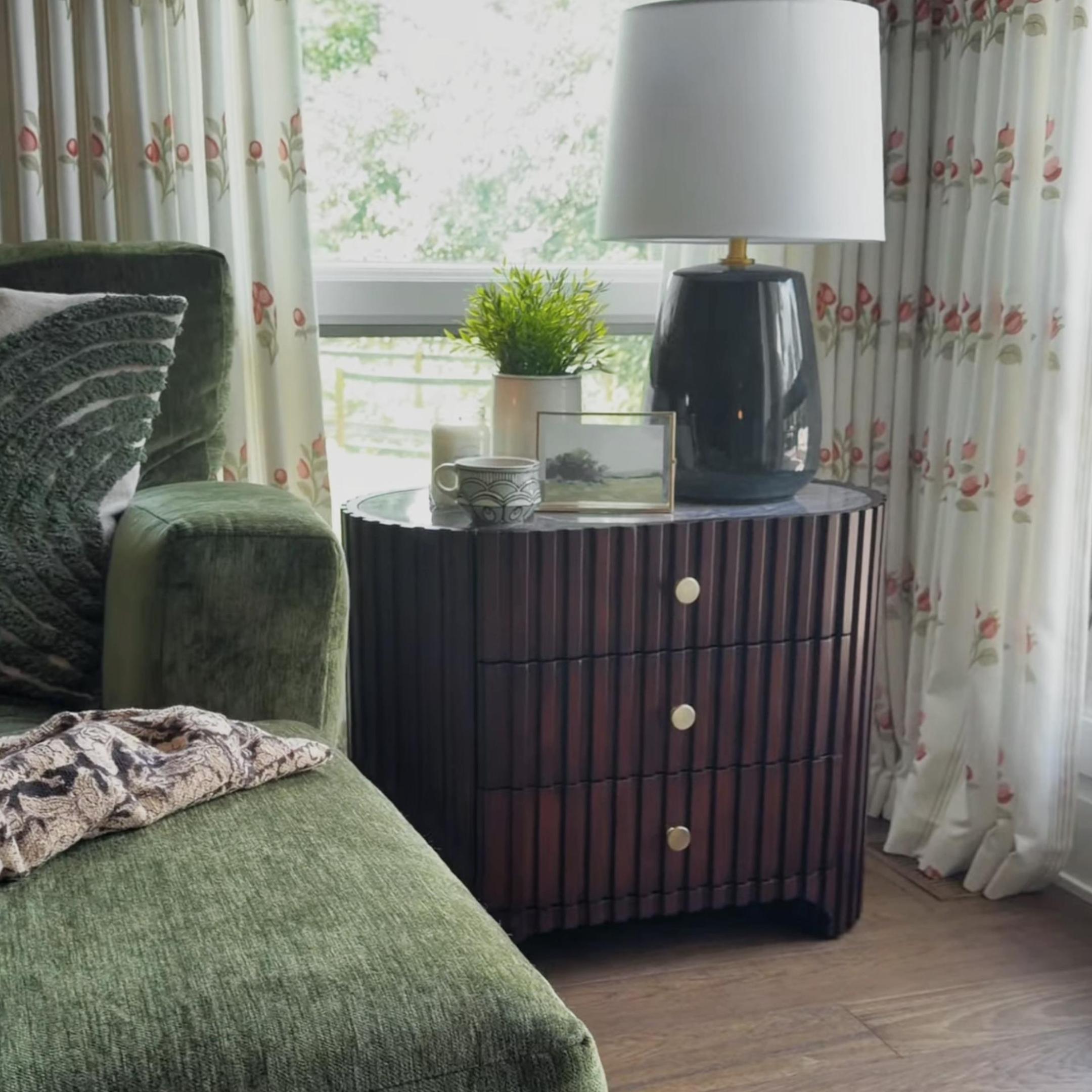Sinclair Fluted Stone Nightstand 30"W