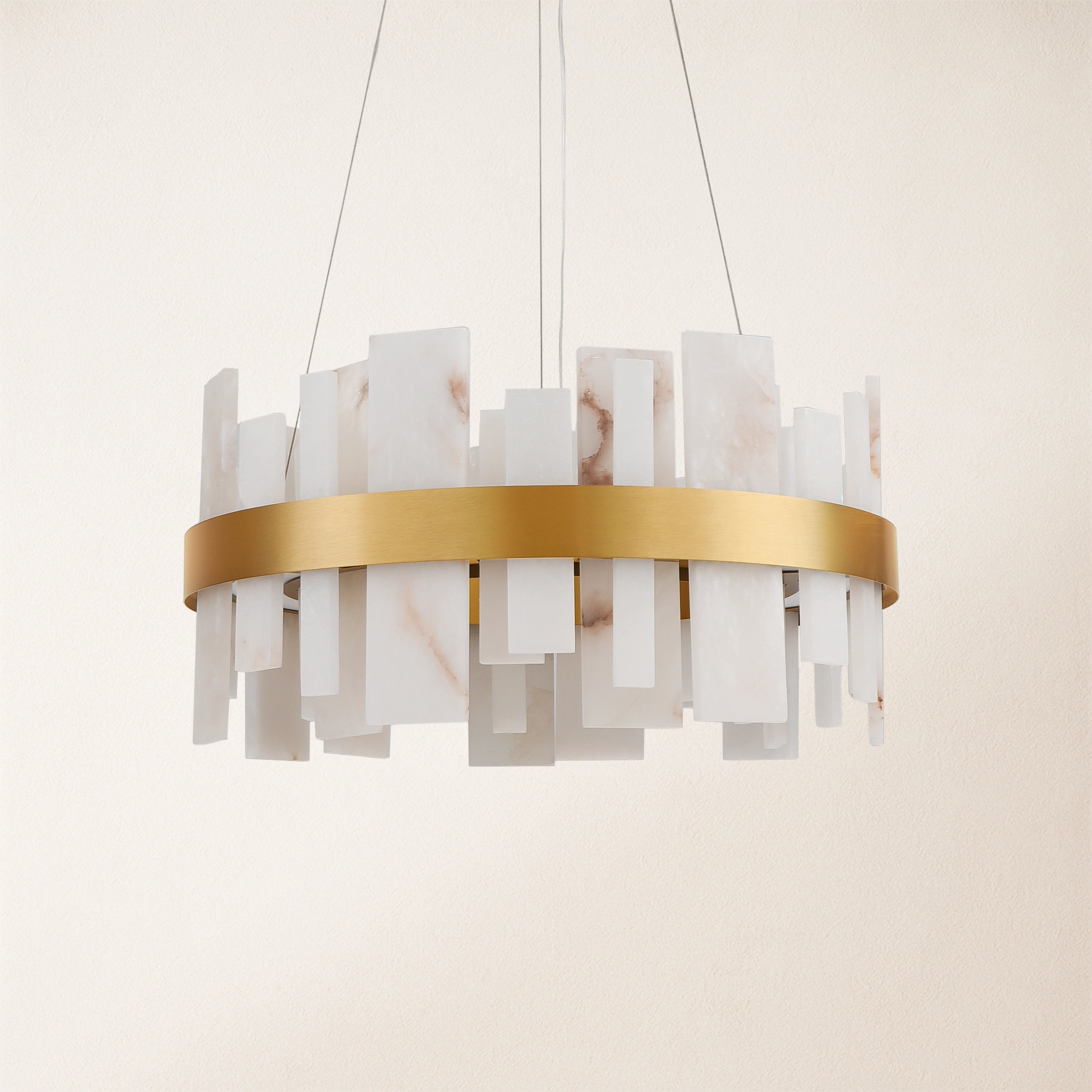 Nocturne Alabaster Round Chandelier 24"