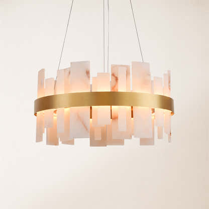 Nocturne Alabaster Round Chandelier 24"