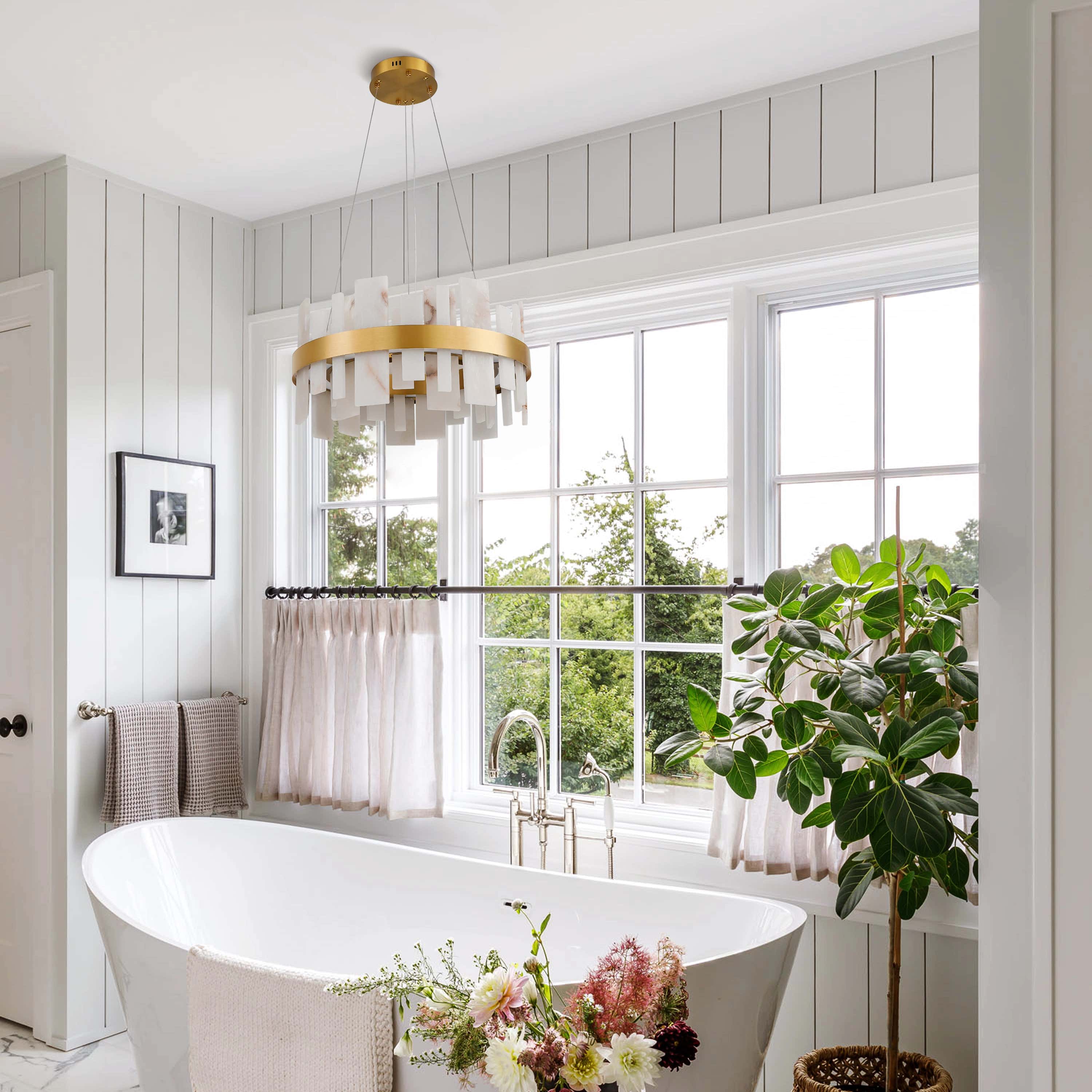 Nocturne Alabaster Round Chandelier 24"