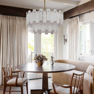 Nivislight Alabaster 2-Tier Round Chandelier 24"D