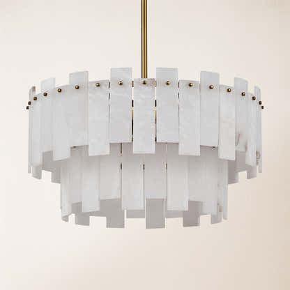 Nivislight Alabaster 2-Tier Round Chandelier 24"D