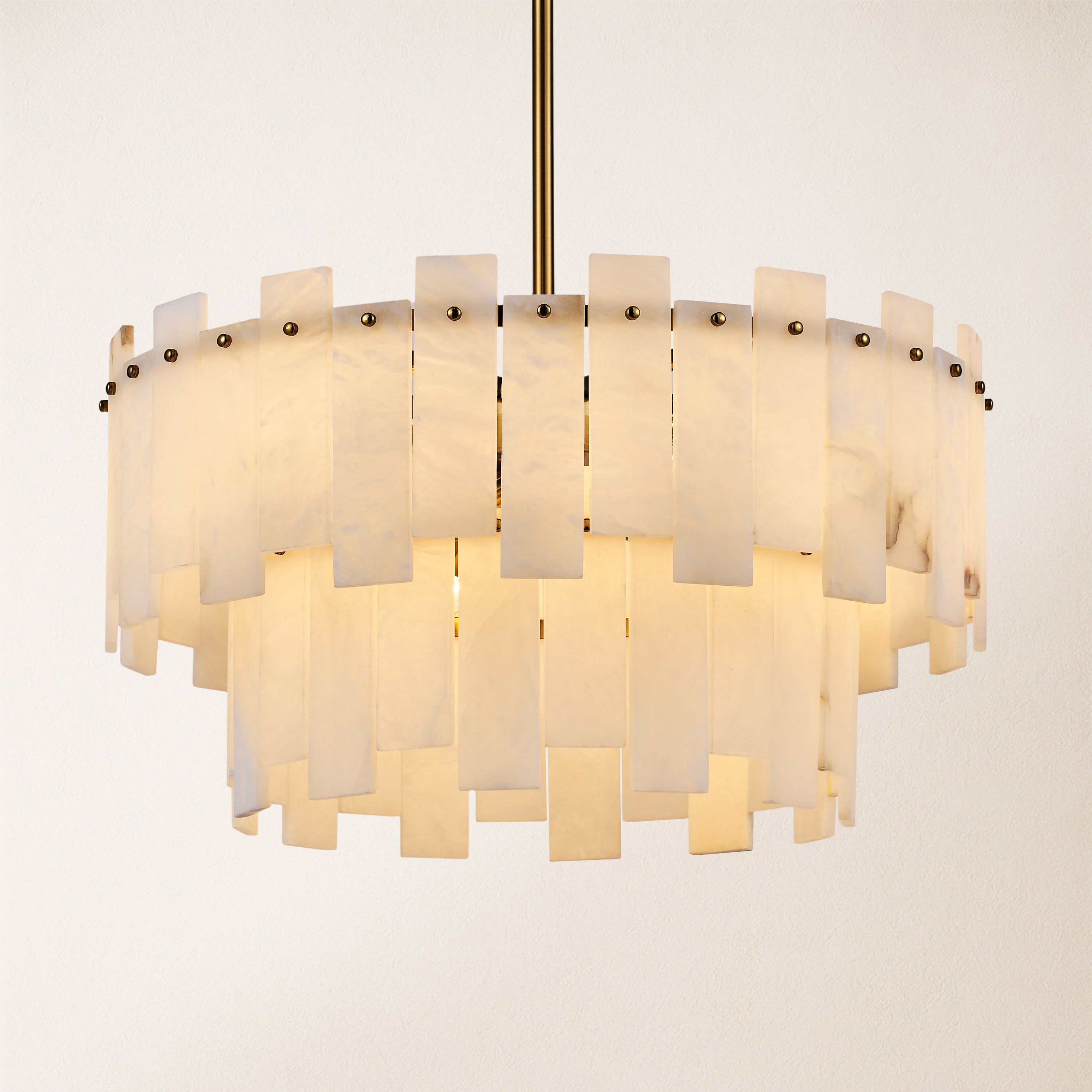 Nivislight Alabaster 2-Tier Round Chandelier 24"D