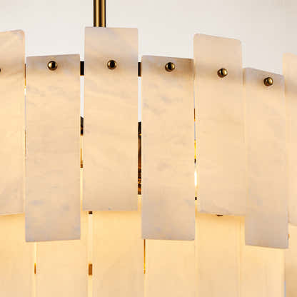 Nivislight Alabaster 2-Tier Round Chandelier 24"D