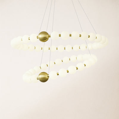Velora Pearl Bead 2 Tiered Round Chandelier 32"D