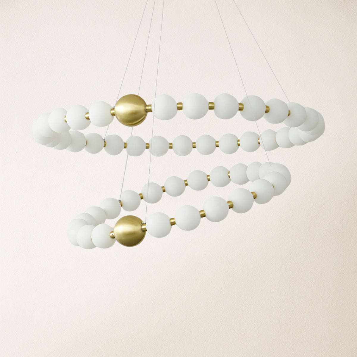 Velora Pearl Bead 2 Tiered Round Chandelier 32"D