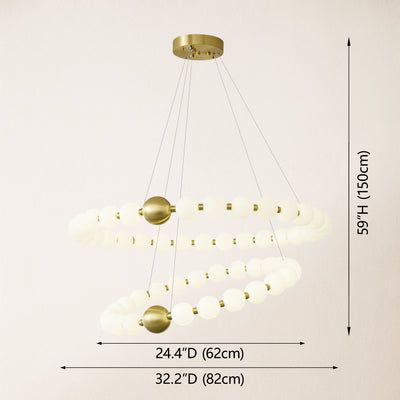 Velora Pearl Bead 2 Tiered Round Chandelier 32"D