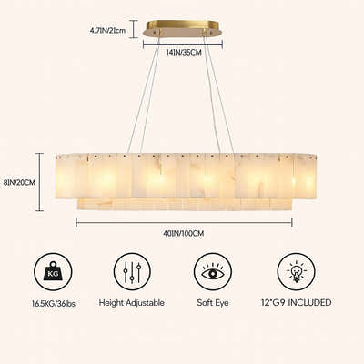 Sawyer Alabaster Oval Chandelier 40"