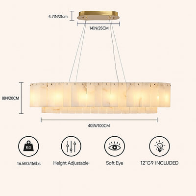 Sawyer Alabaster Oval Chandelier 40"