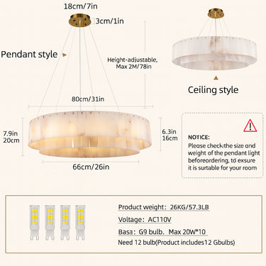 Sawyer Alabaster Round Chandelier 31.5"